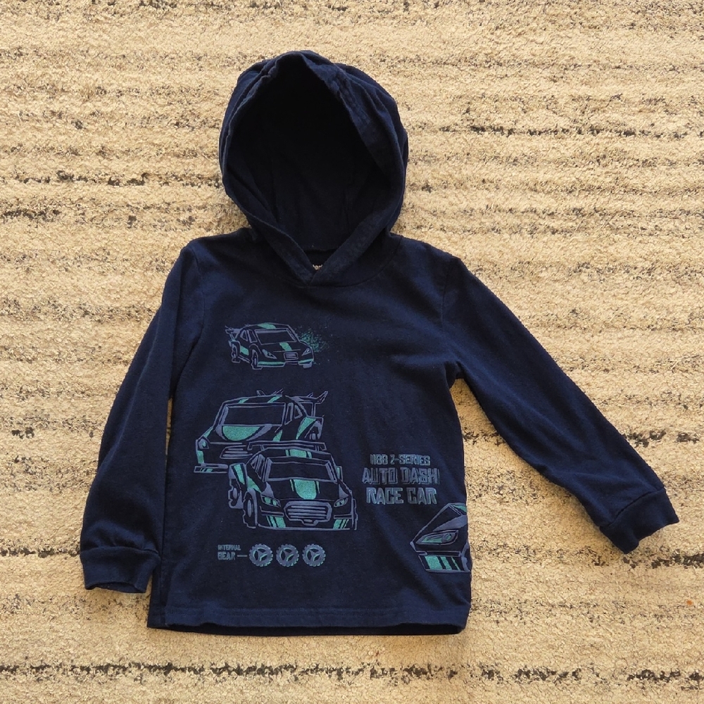 Carter's Dark Blue Auto Graphic Hooded Long Sleeve T Shirt Size 4T